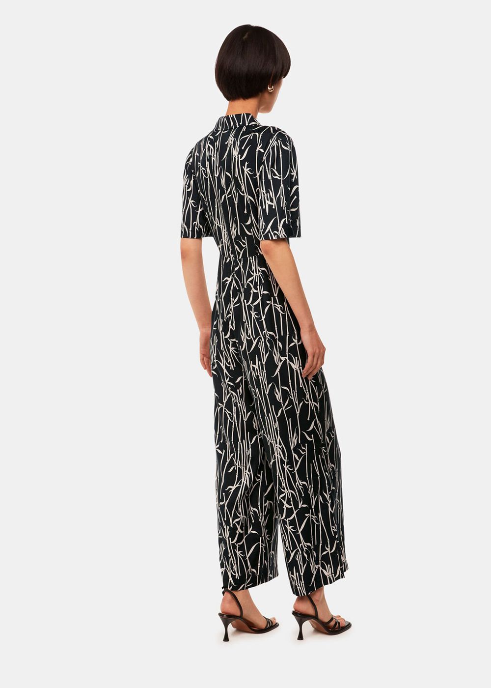 Whistles Bamboo Shoots Edina Jumpsuit Black / White | US-60497MFQH