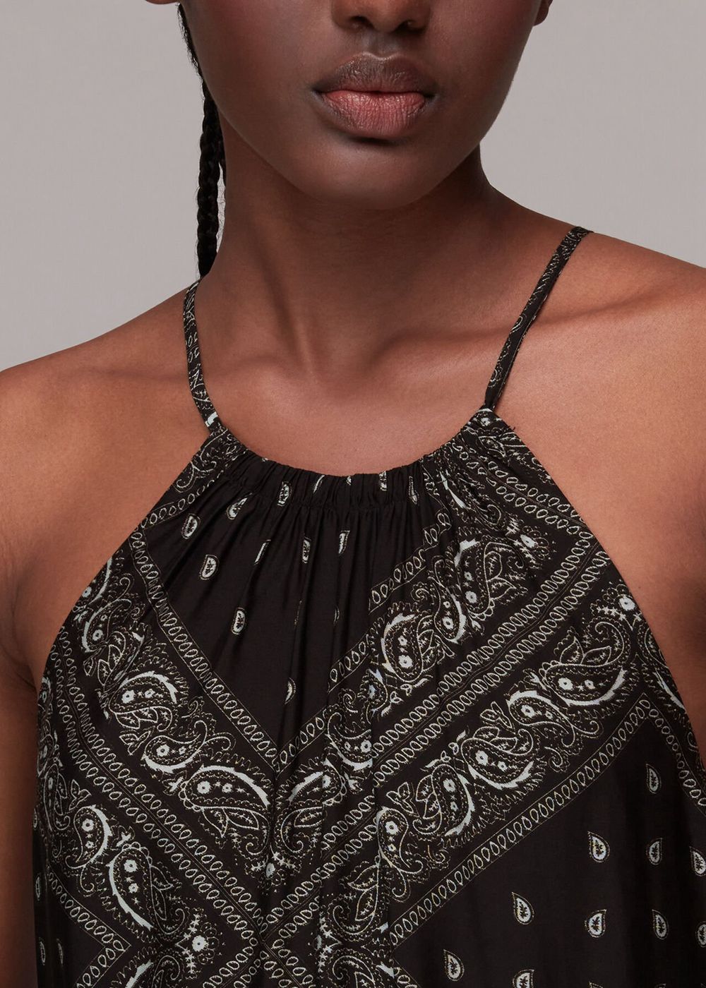 Whistles Bandana Print Halter Dress Black / Multicolor | US-62894UDPW