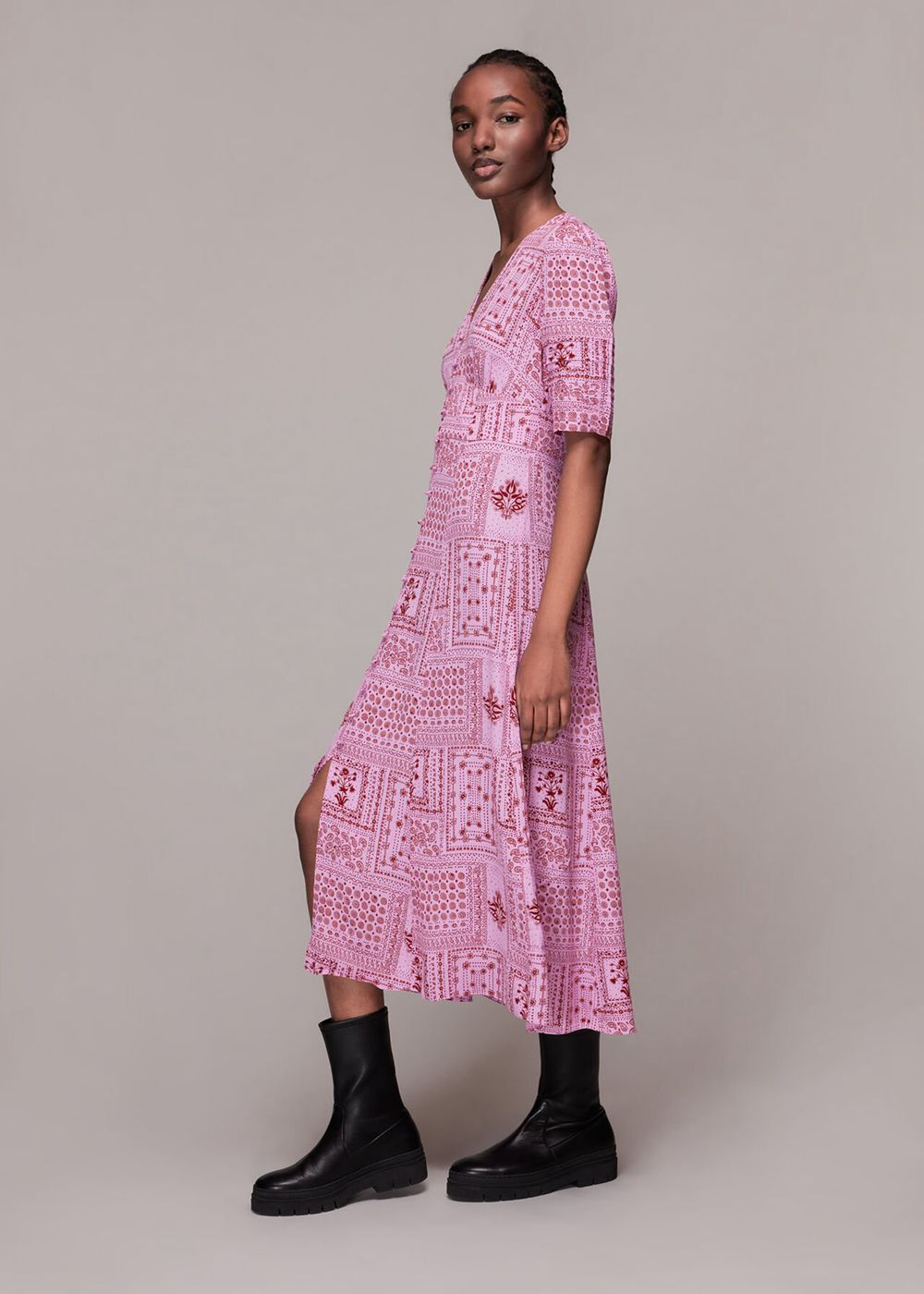 Whistles Bandana Print Neave Dress Pink / Multicolor | US-14762EKZN