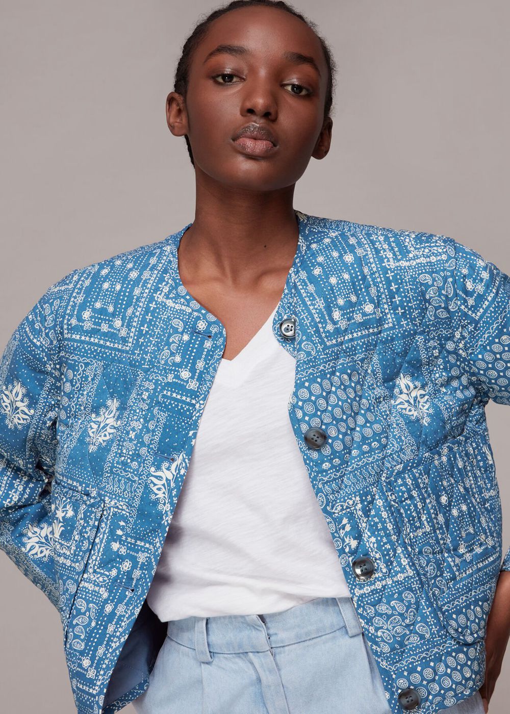 Whistles Bandana Print Quilted Jacket Multicolor | US-17645SCYI