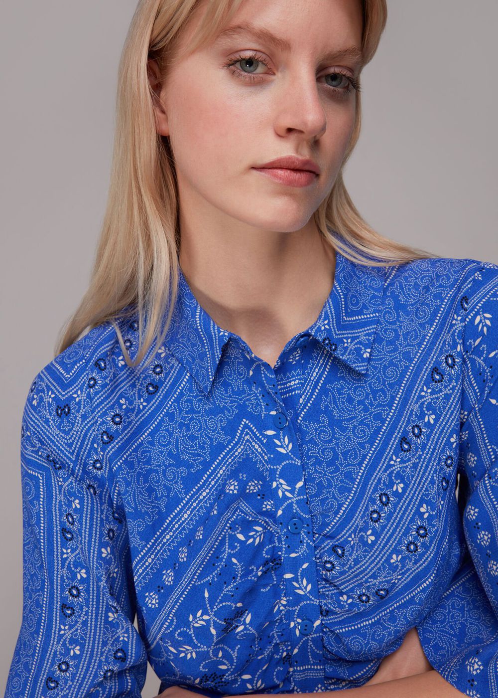 Whistles Bandana Spot Print Shirt Dress Blue / Multicolor | US-17036AUPS