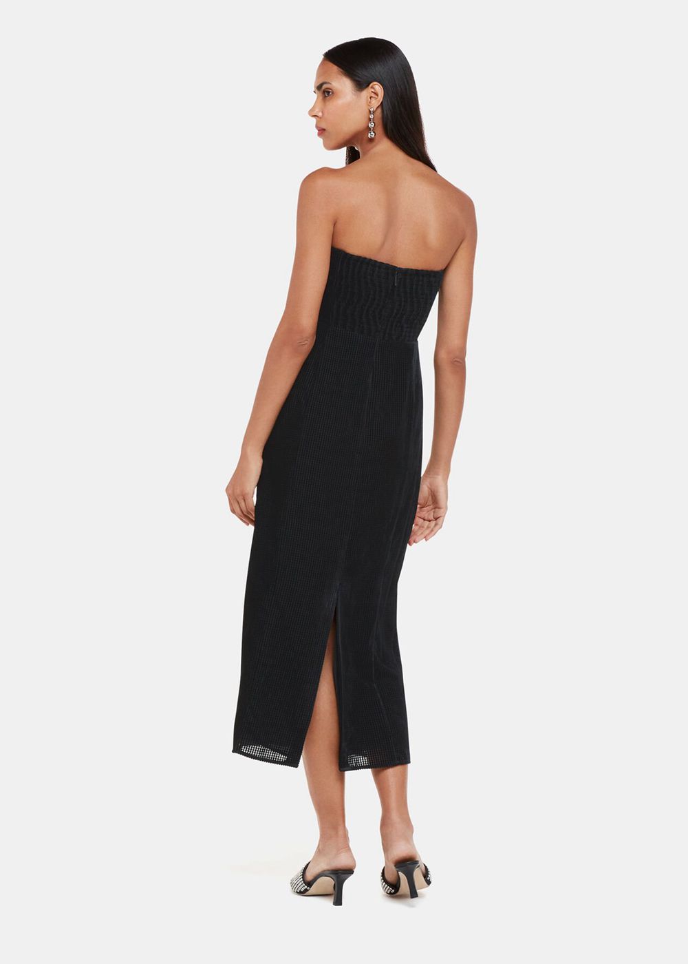 Whistles Bandeau Burnout Velvet Dress Black | US-09147VJMA