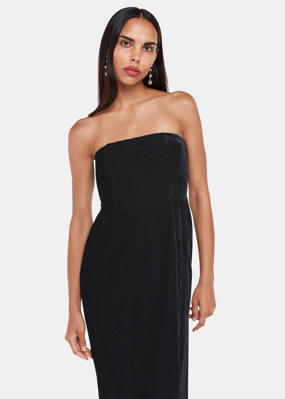 Whistles Bandeau Burnout Velvet Dress Black | US-09147VJMA