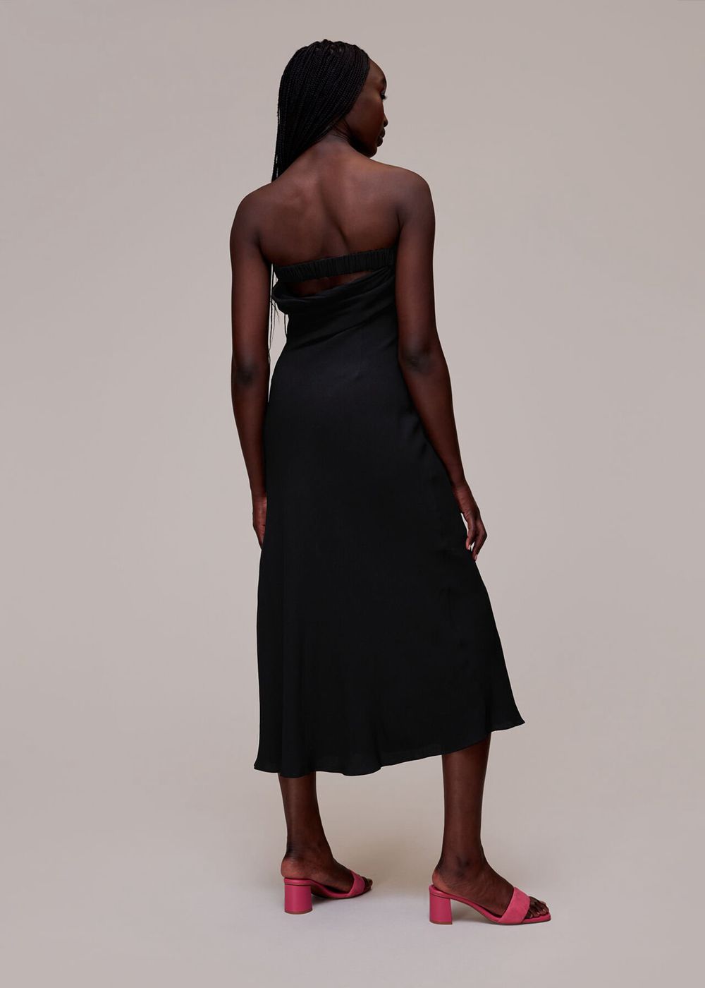 Whistles Bandeau Strapless Midi Dress Black | US-90613ZSHG