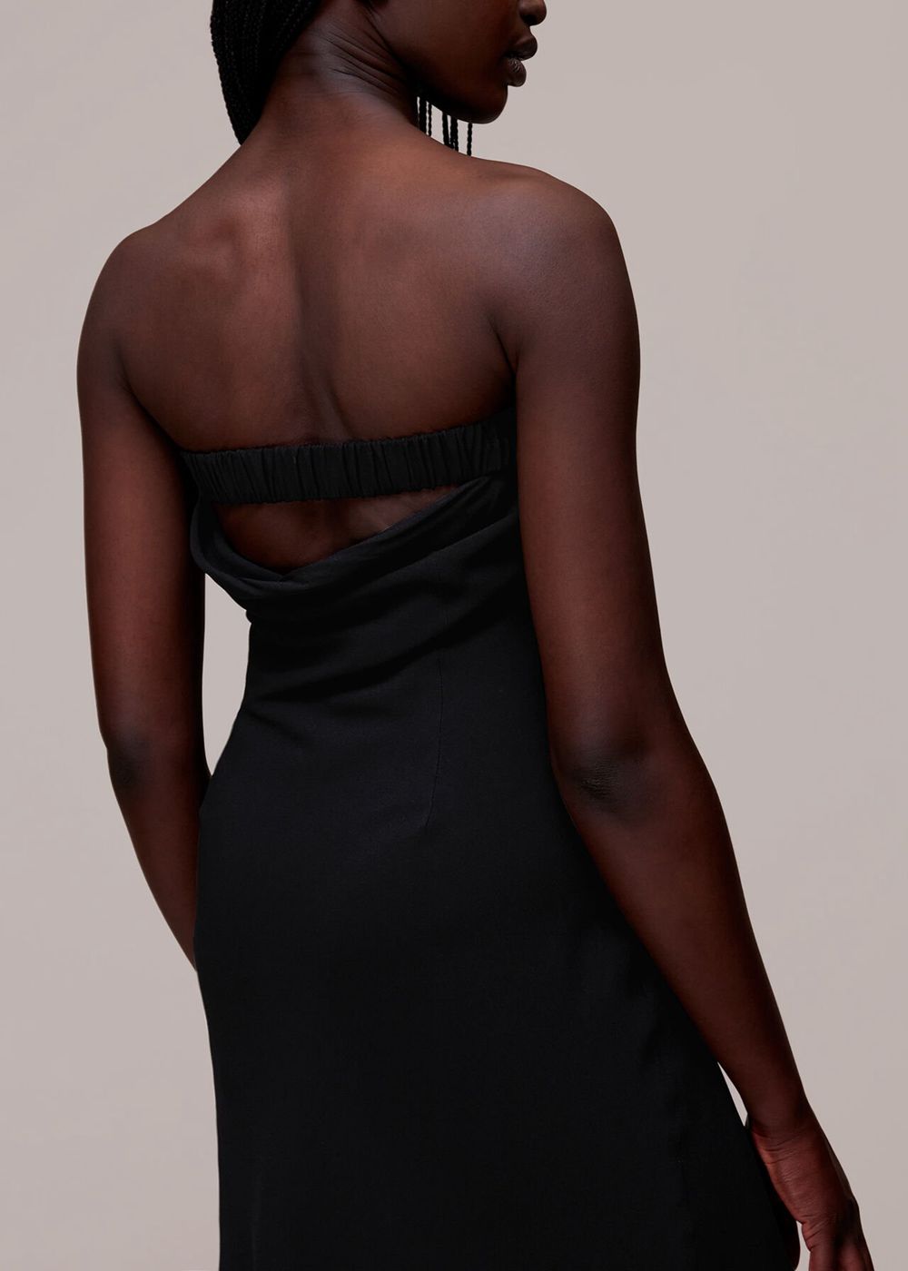 Whistles Bandeau Strapless Midi Dress Black | US-90613ZSHG