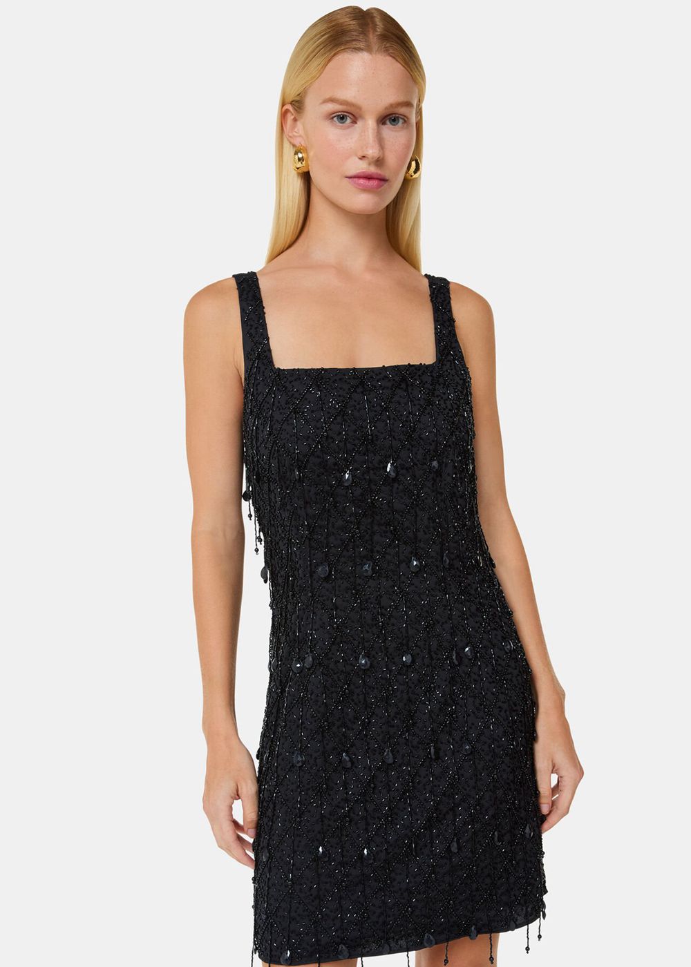 Whistles Beaded Mini Dress Black | US-05743QITU