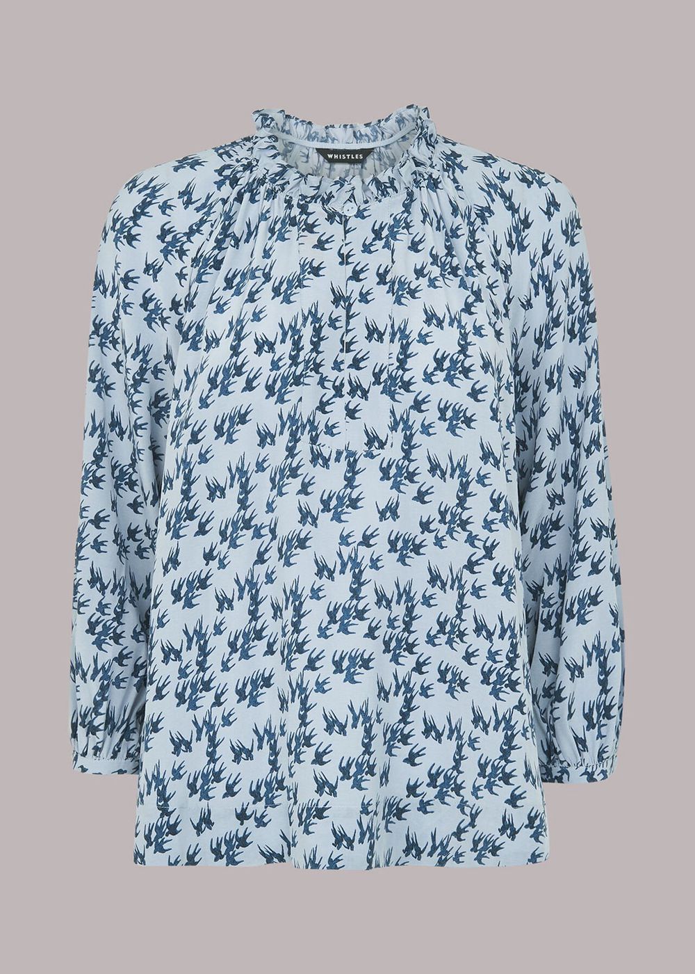 Whistles Beatrix Swallows Print Blouse Blue | US-10526TLPA