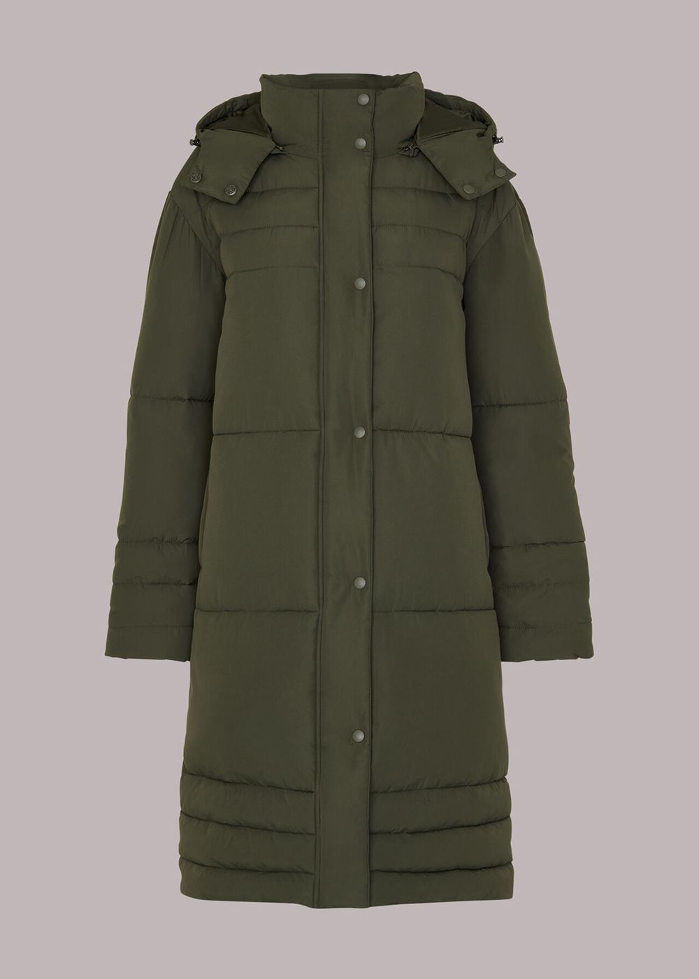 Whistles Becky Longline Puffer Jacket Khaki | US-71345MBNX