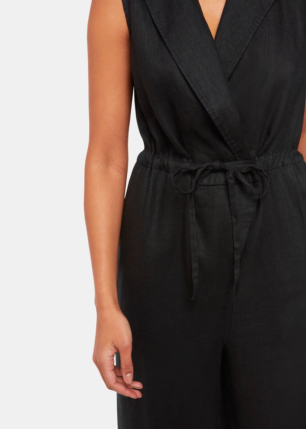 Whistles Bella Linen Wrap Jumpsuit Black | US-38204GKHU