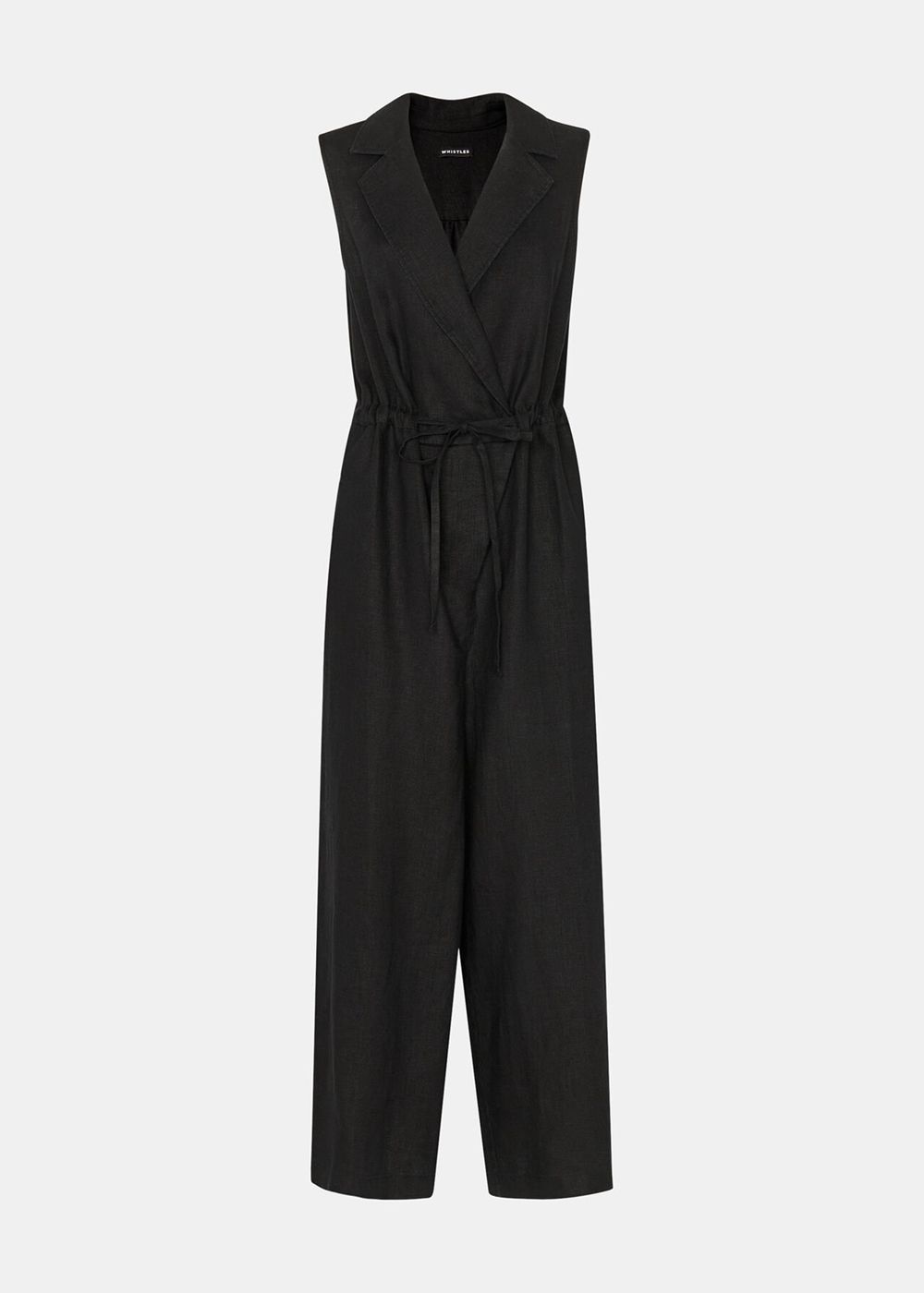 Whistles Bella Linen Wrap Jumpsuit Black | US-38204GKHU