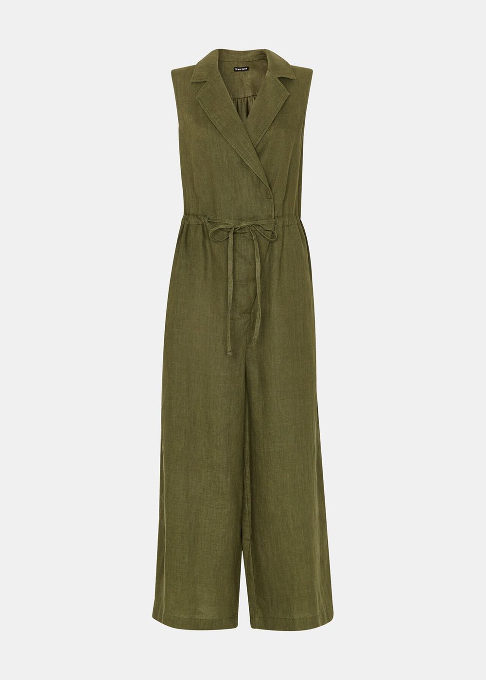 Whistles Bella Linen Wrap Jumpsuit Khaki | US-96342AGQI