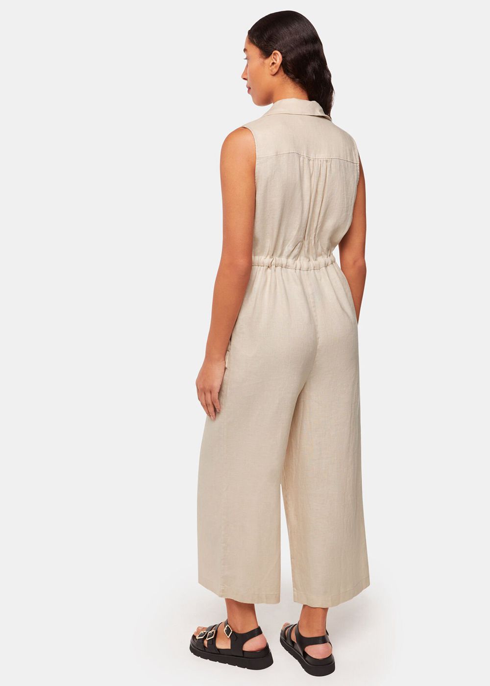 Whistles Bella Linen Wrap Jumpsuit Neutral | US-83705IQGA