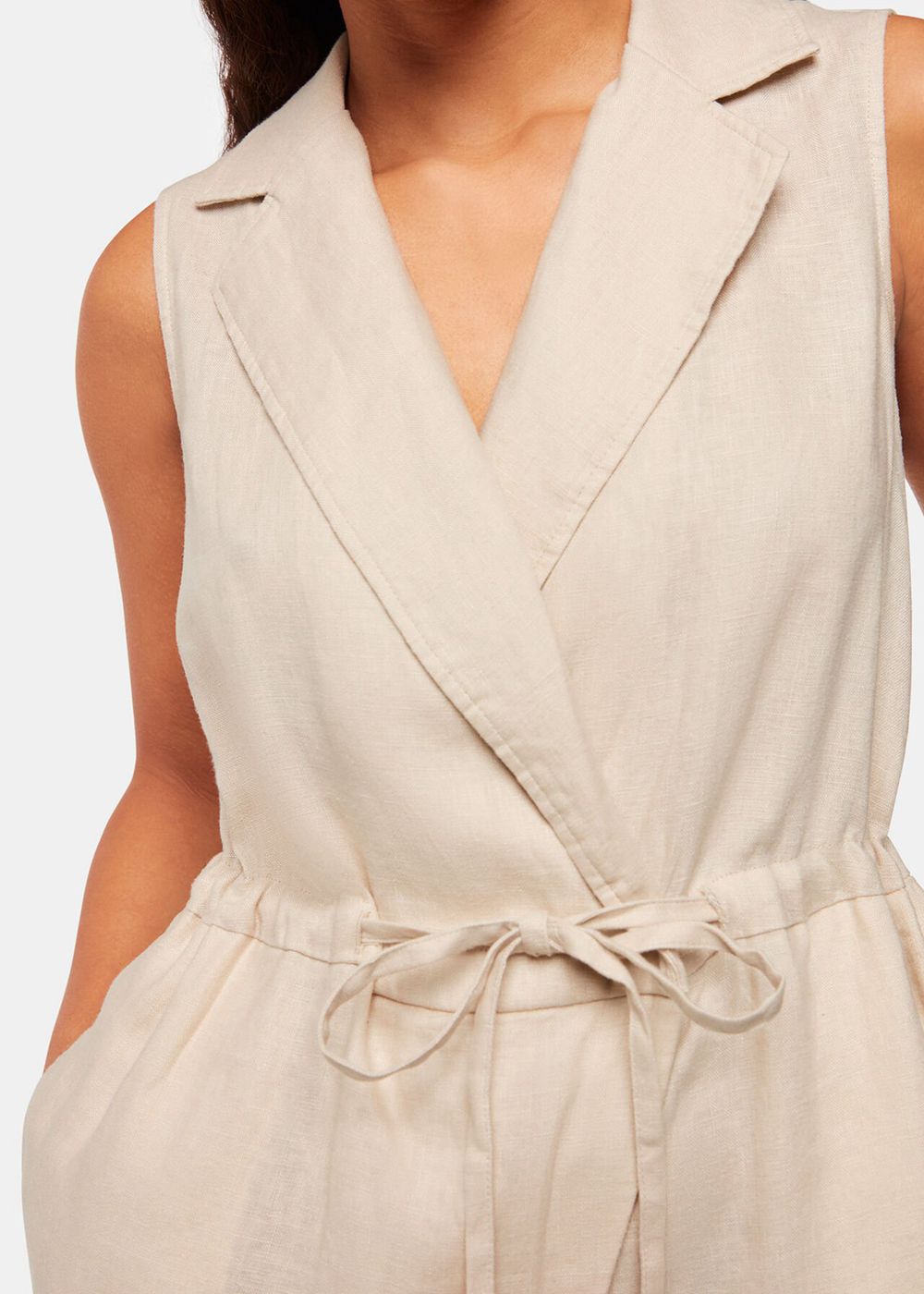 Whistles Bella Linen Wrap Jumpsuit Neutral | US-83705IQGA