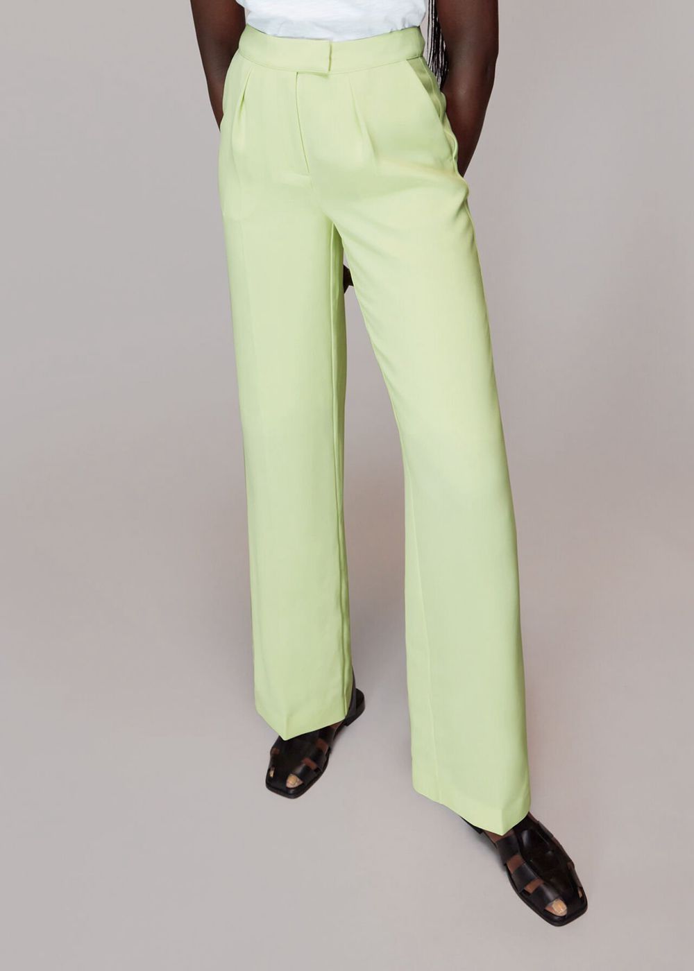 Whistles Bella Pleat Front Pants Light Green | US-09851VANM