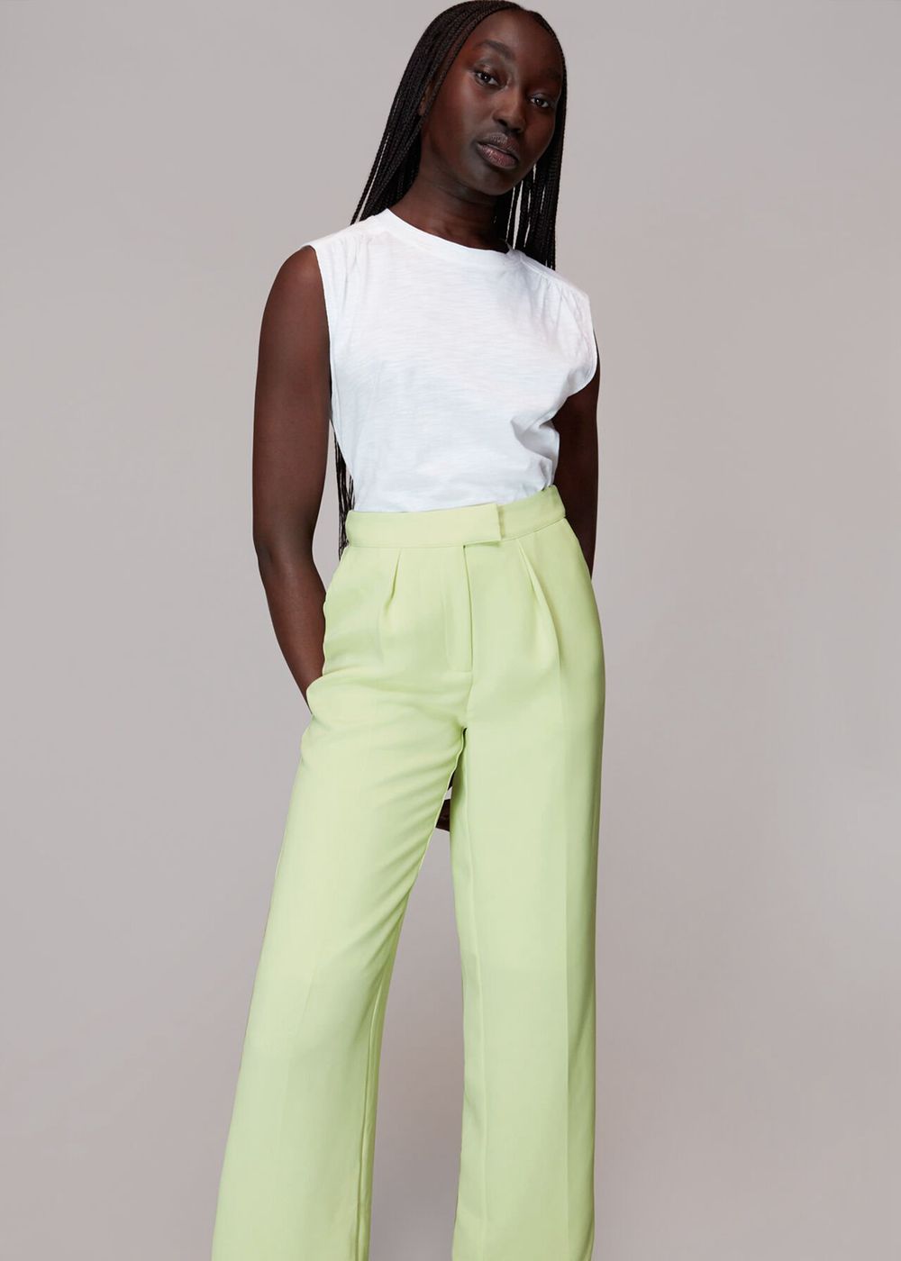 Whistles Bella Pleat Front Pants Light Green | US-09851VANM