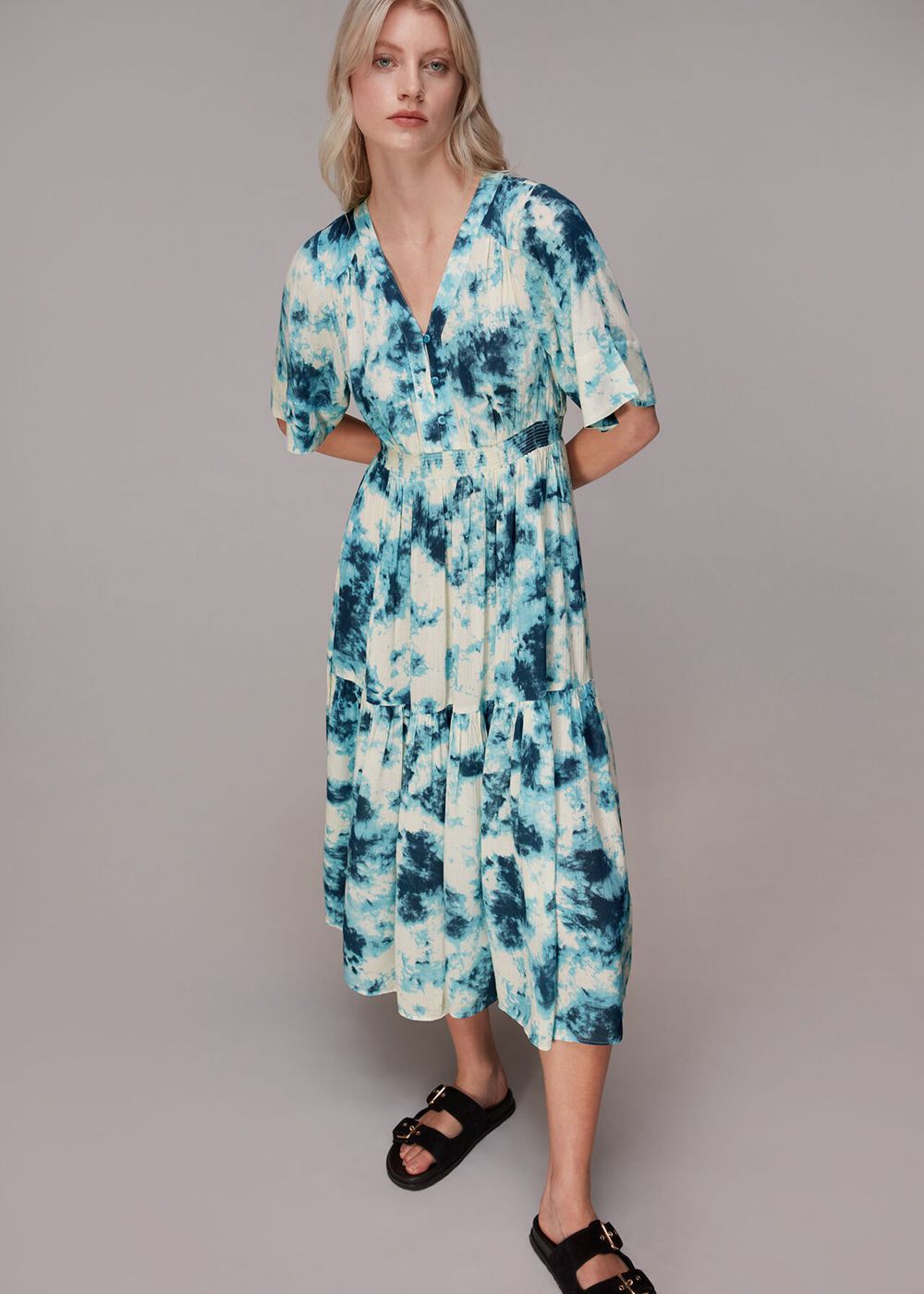 Whistles Bella Tie Dye Midi Dress Blue / Multicolor | US-09134DNXA