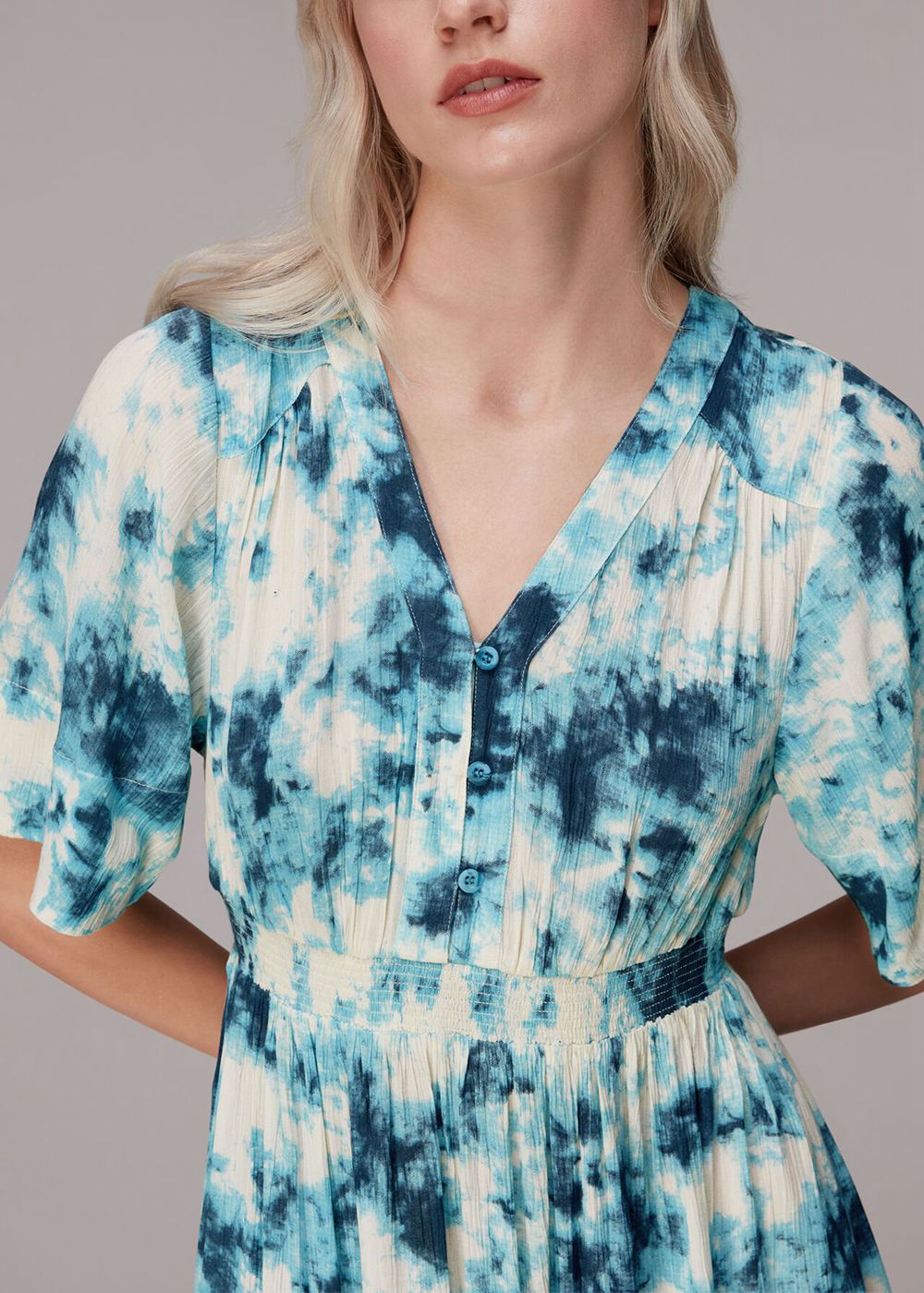 Whistles Bella Tie Dye Midi Dress Blue / Multicolor | US-09134DNXA