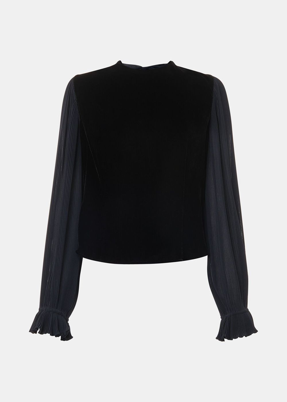 Whistles Bella Velvet Top Black | US-05896FGBQ