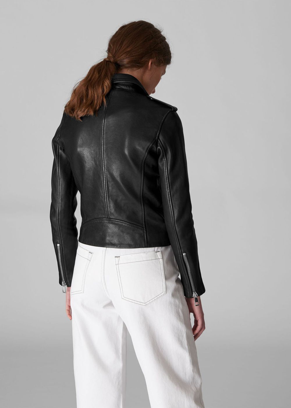 Whistles Belted Agnes Biker Jacket Black | US-19068GCDT