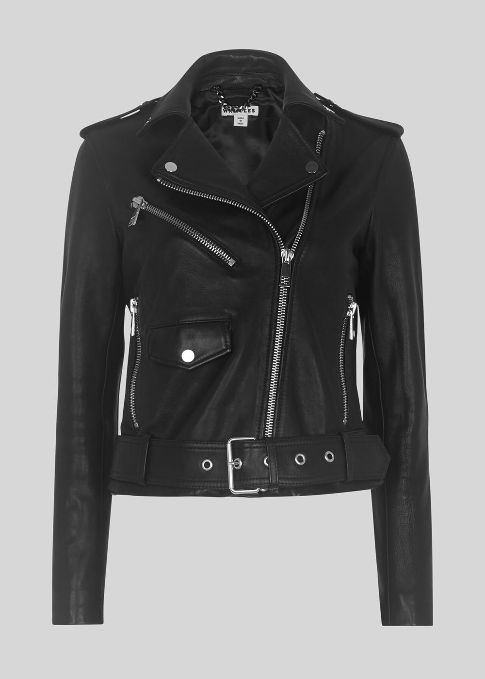 Whistles Belted Agnes Biker Jacket Black | US-19068GCDT