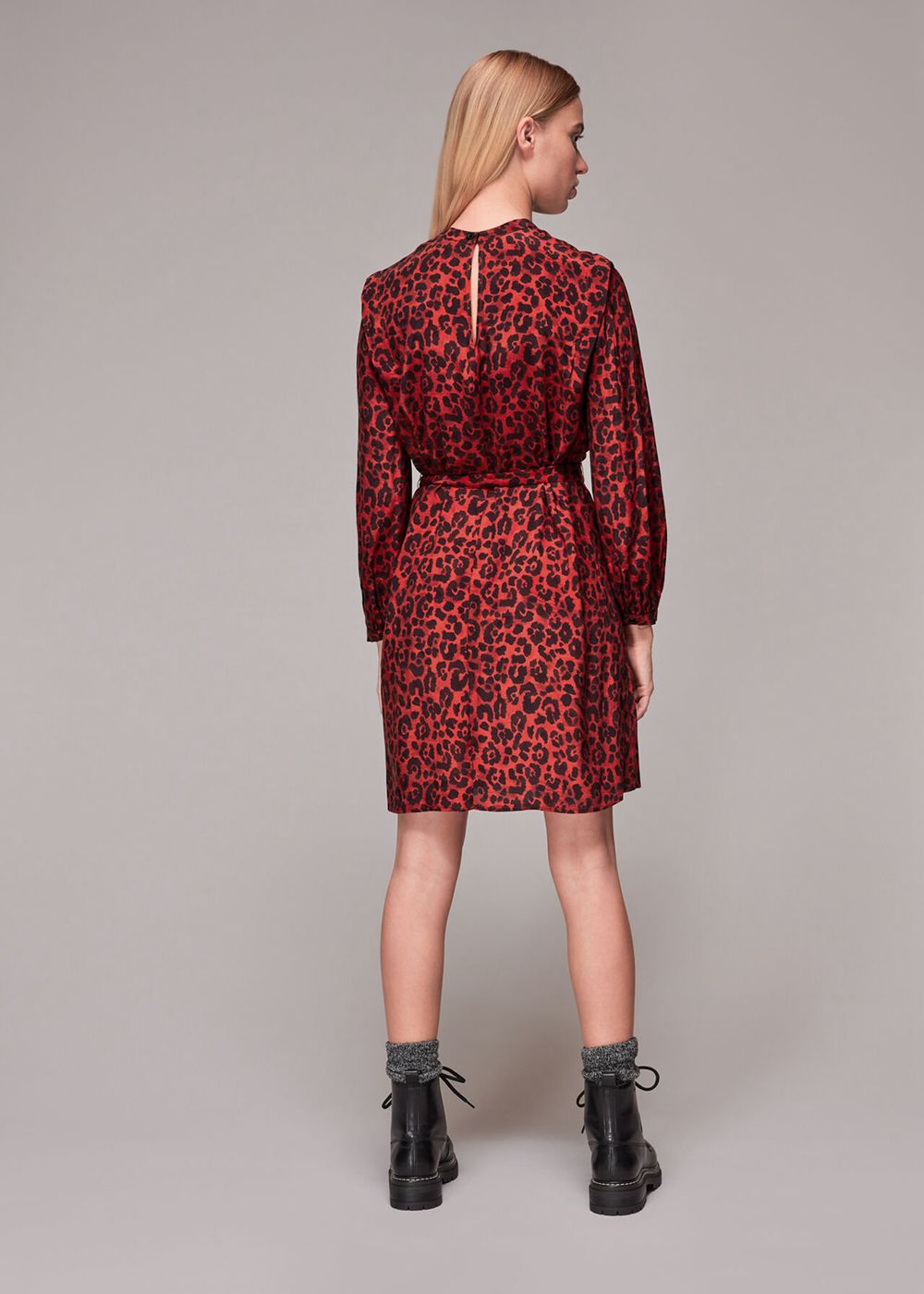 Whistles Belted Animal Print Dress Red / Multicolor | US-35619VZXH