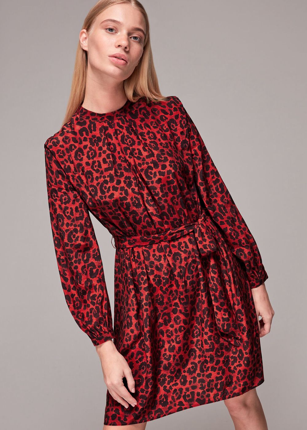 Whistles Belted Animal Print Dress Red / Multicolor | US-35619VZXH