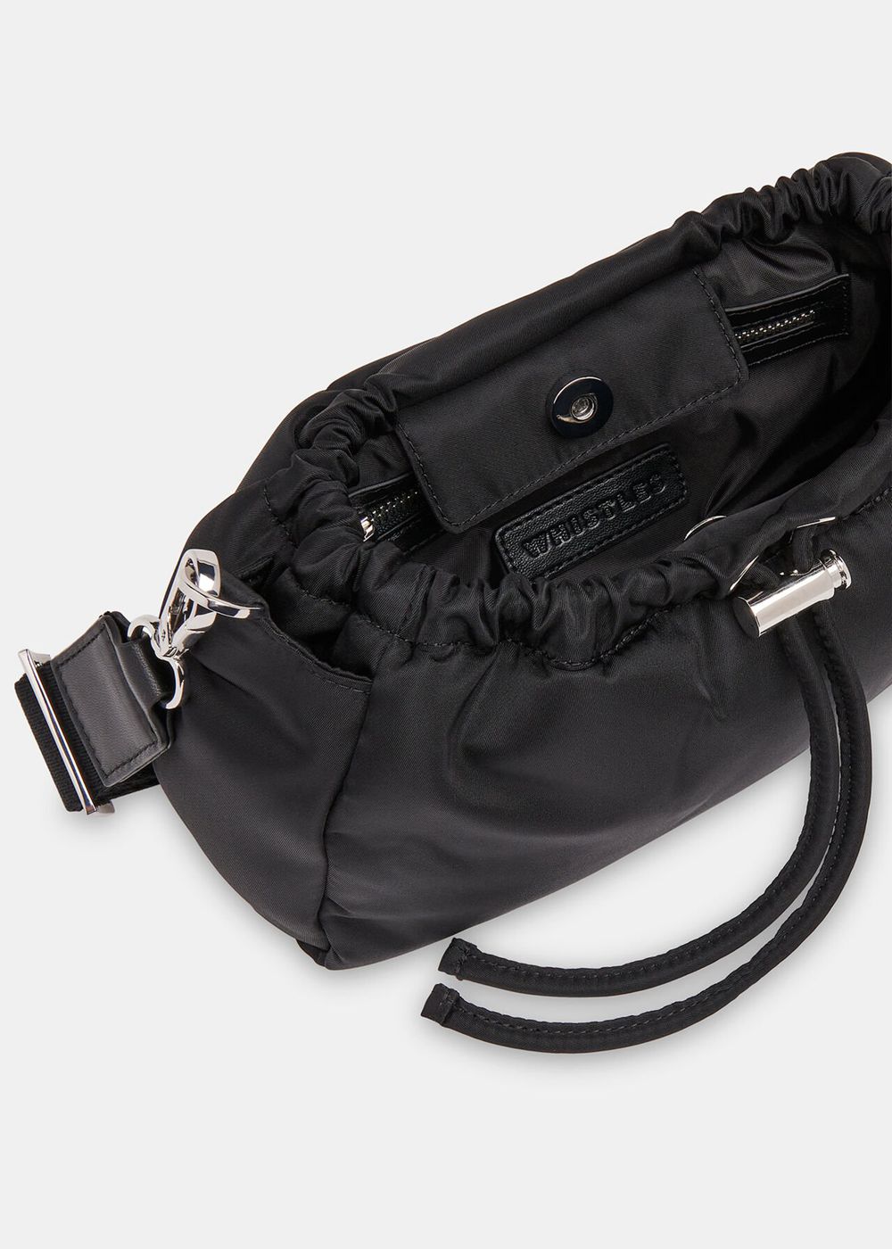 Whistles Benny Drawstring Crossbody Bag Black | US-59810ILOK