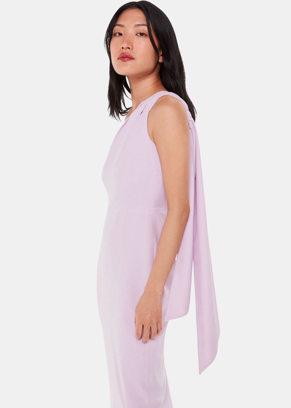 Whistles Bethan One Shoulder Maxi Dress Purple | US-83619BECN