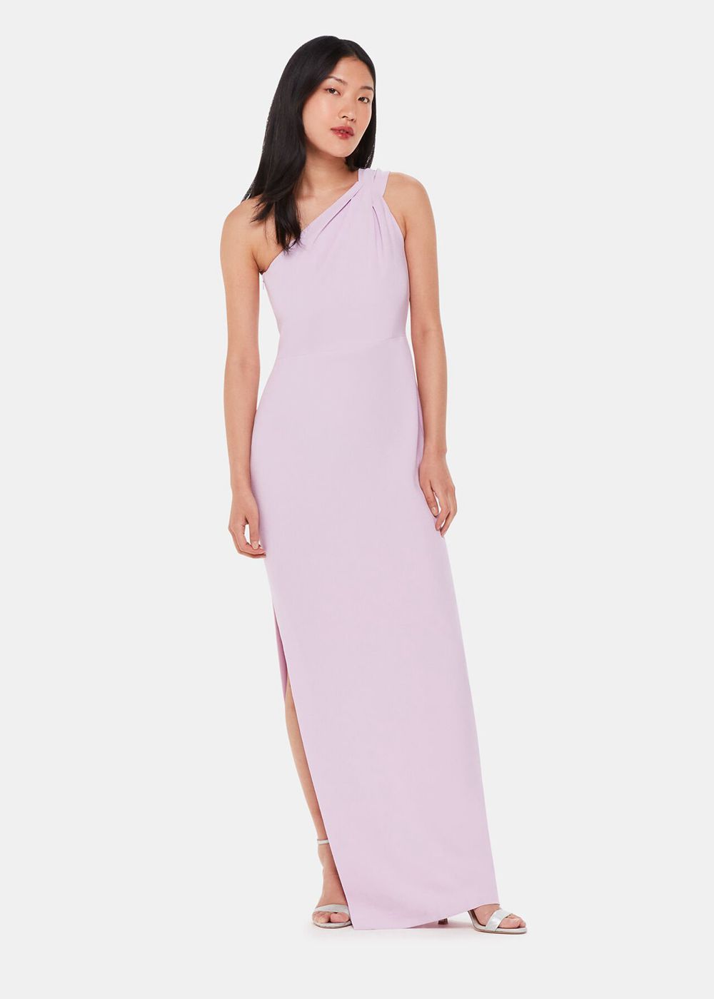 Whistles Bethan One Shoulder Maxi Dress Purple | US-83619BECN