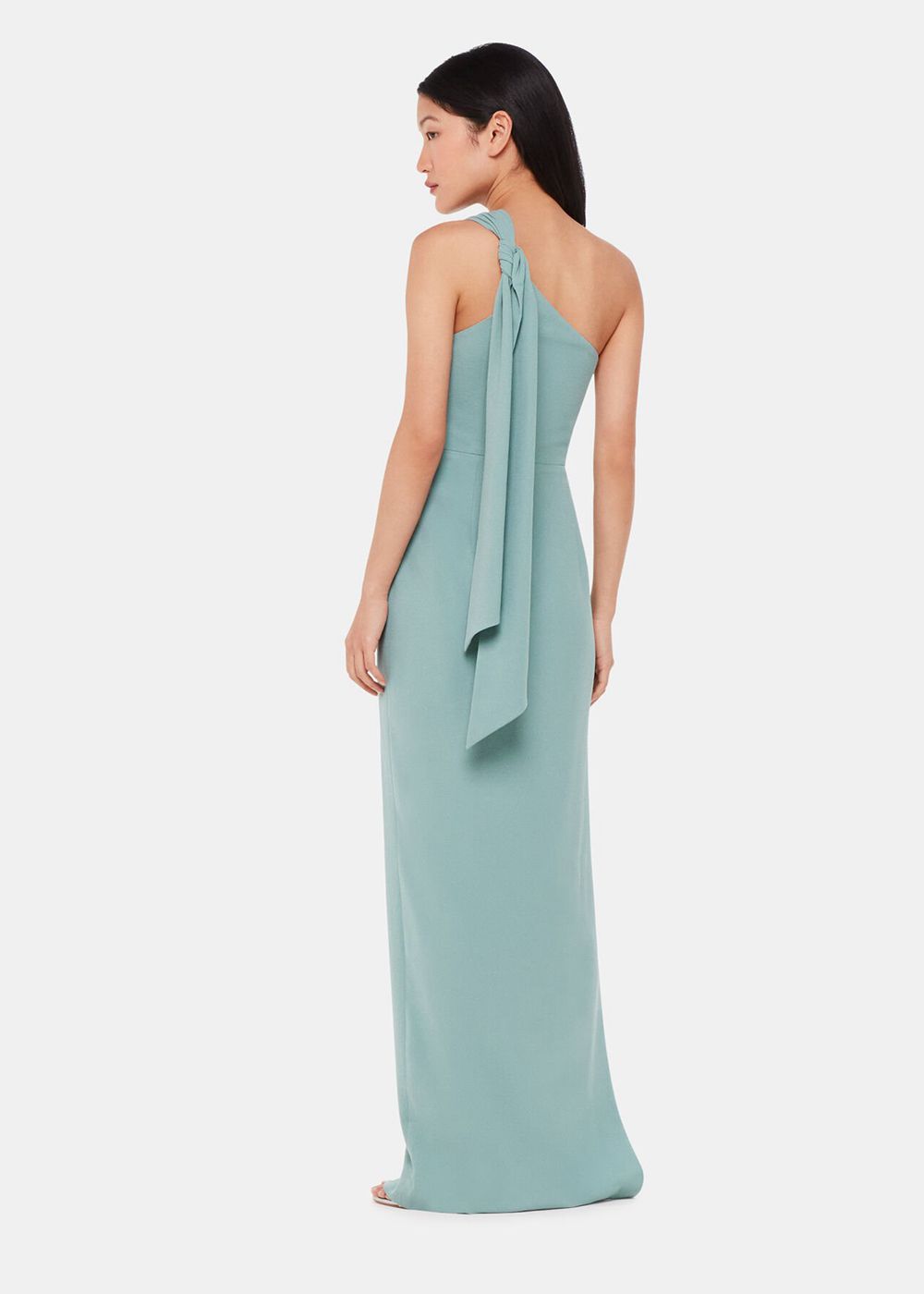 Whistles Bethan One Shoulder Maxi Dress Olive Green | US-69847YTNX