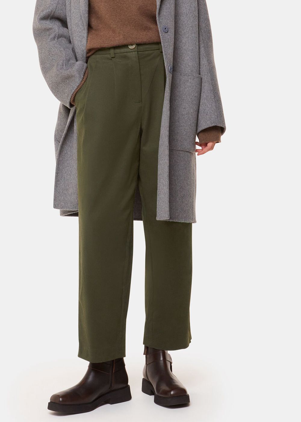 Whistles Bethany Barrel Leg Pants Khaki | US-23745UICS