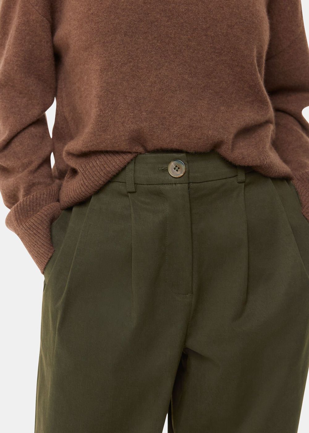 Whistles Bethany Barrel Leg Pants Khaki | US-23745UICS