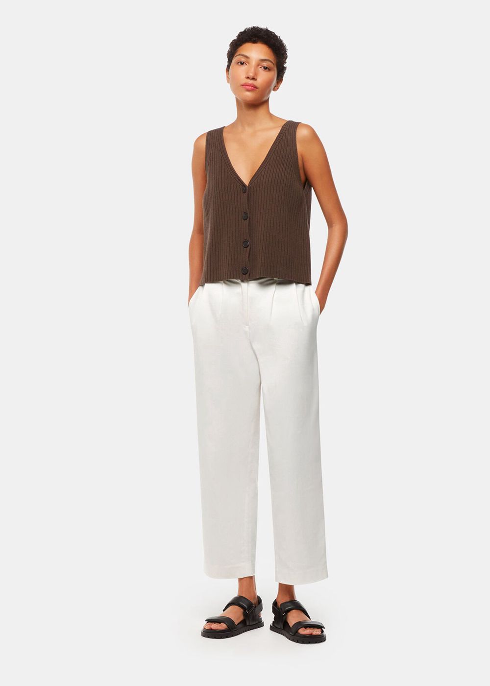 Whistles Bethany Barrel Leg Pants White | US-70349YMWS