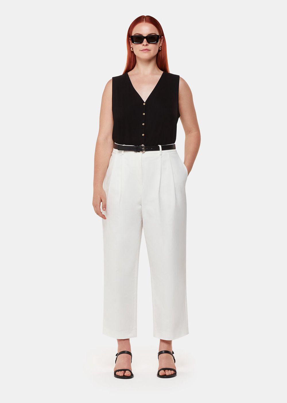 Whistles Bethany Barrel Leg Pants White | US-70349YMWS