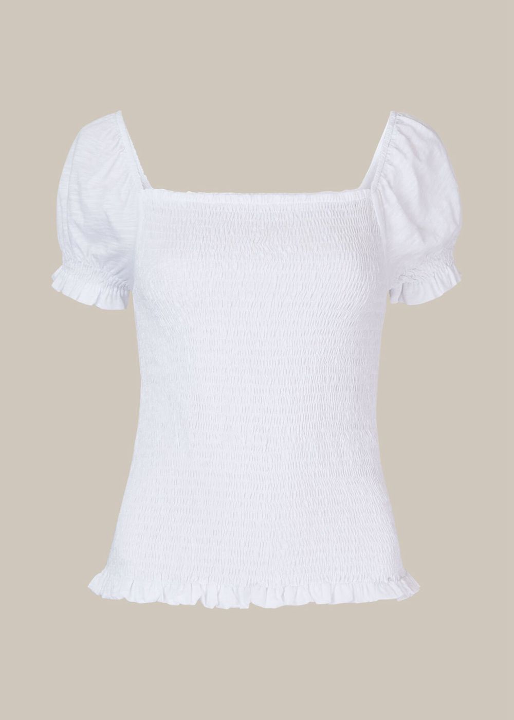 Whistles Bex Rouched Frill Top White | US-95846ZOUA