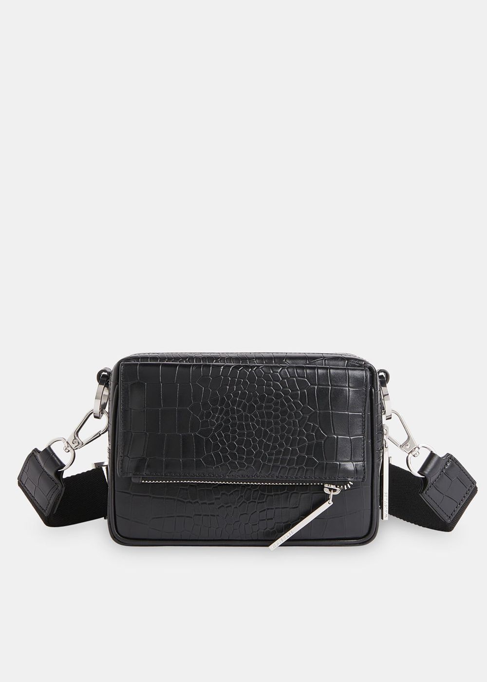 Whistles Bibi Croc Crossbody Bag Black | US-32684CKOG