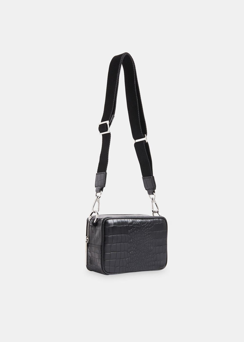 Whistles Bibi Croc Crossbody Bag Black | US-32684CKOG