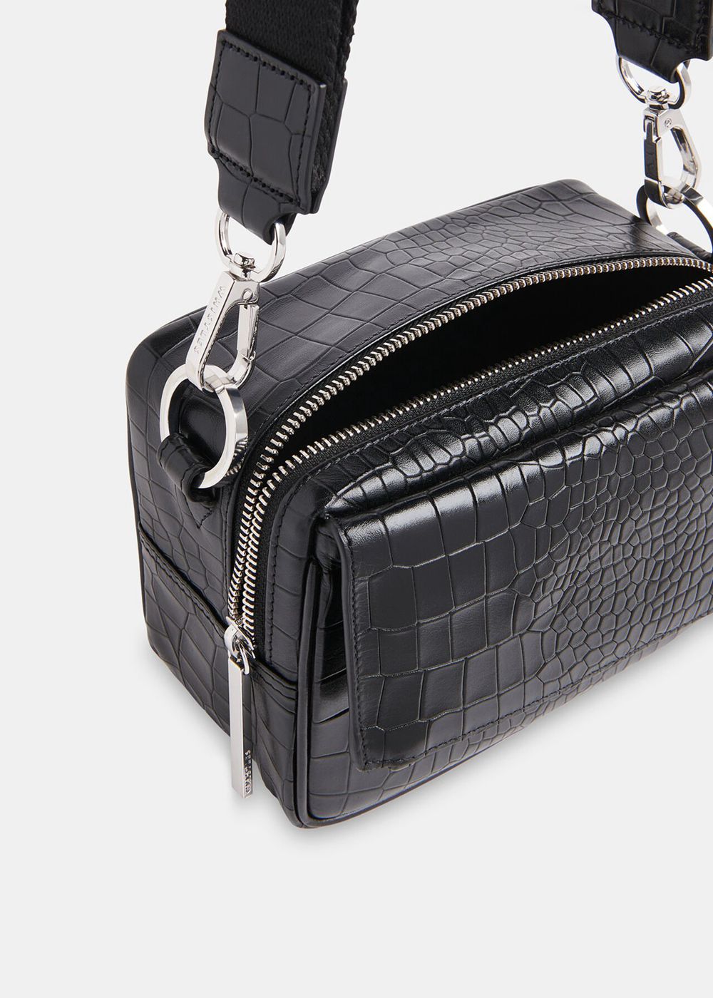 Whistles Bibi Croc Crossbody Bag Black | US-32684CKOG