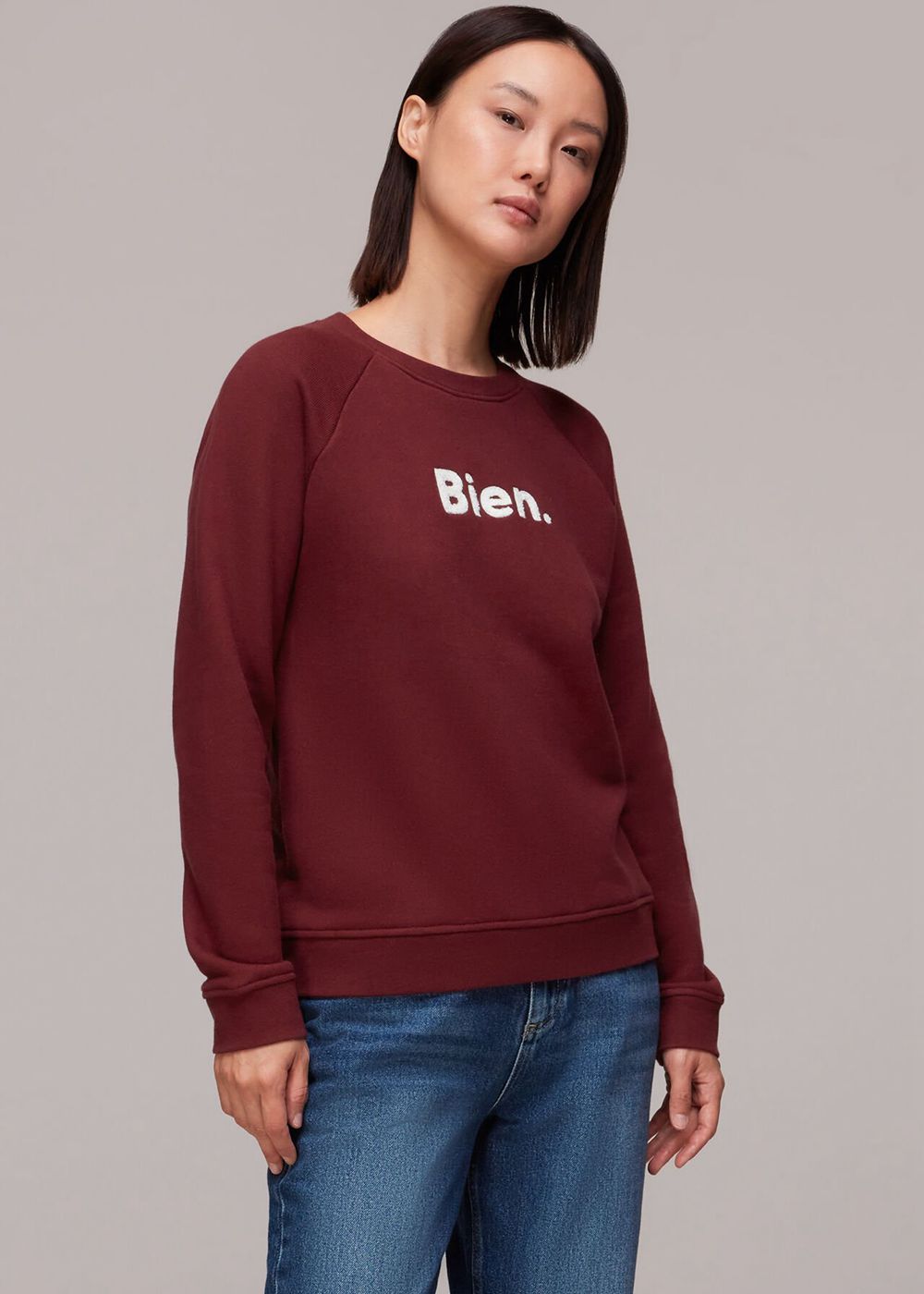 Whistles Bien Logo Sweatshirt Burgundy | US-83754MKQZ