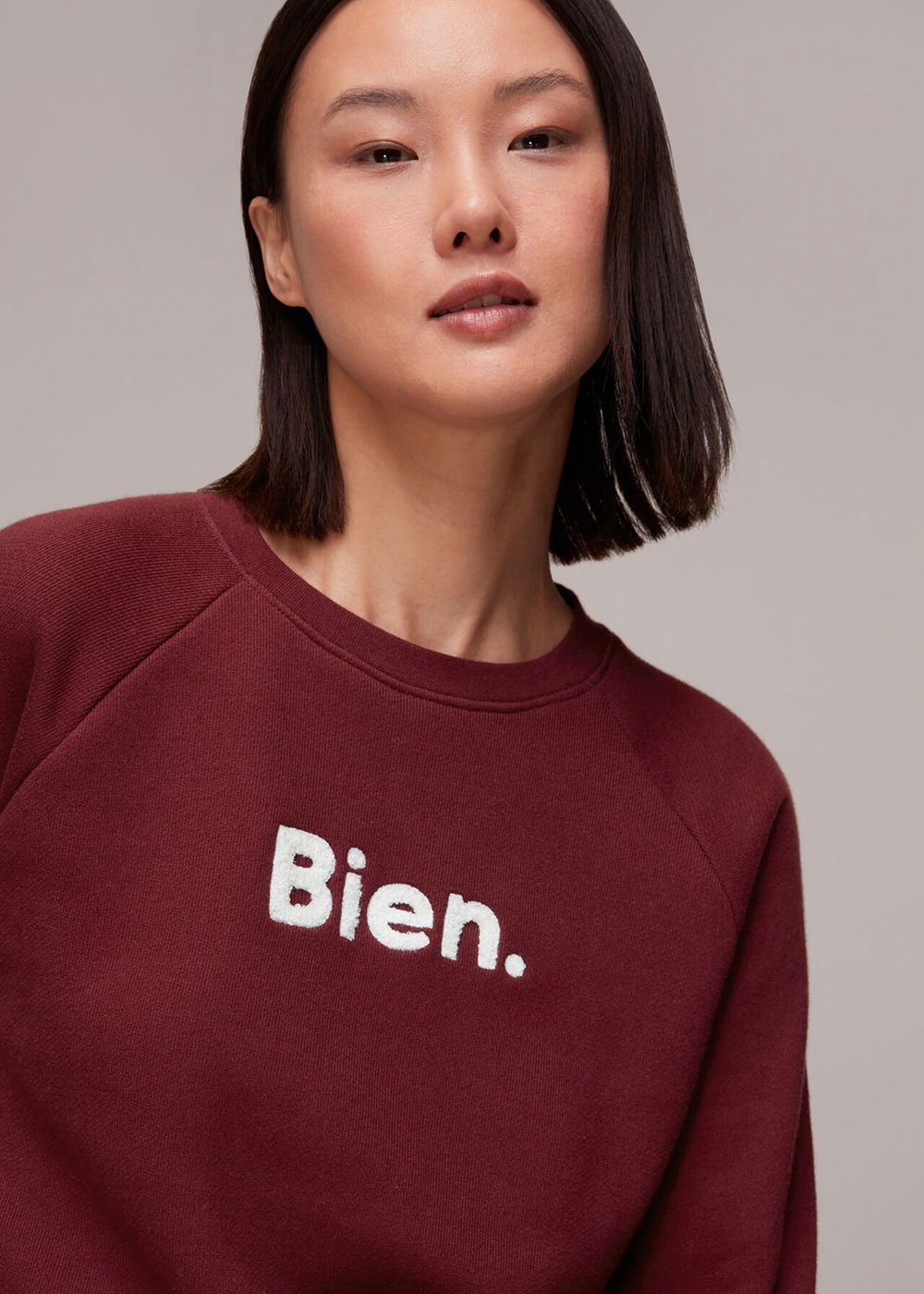 Whistles Bien Logo Sweatshirt Burgundy | US-83754MKQZ