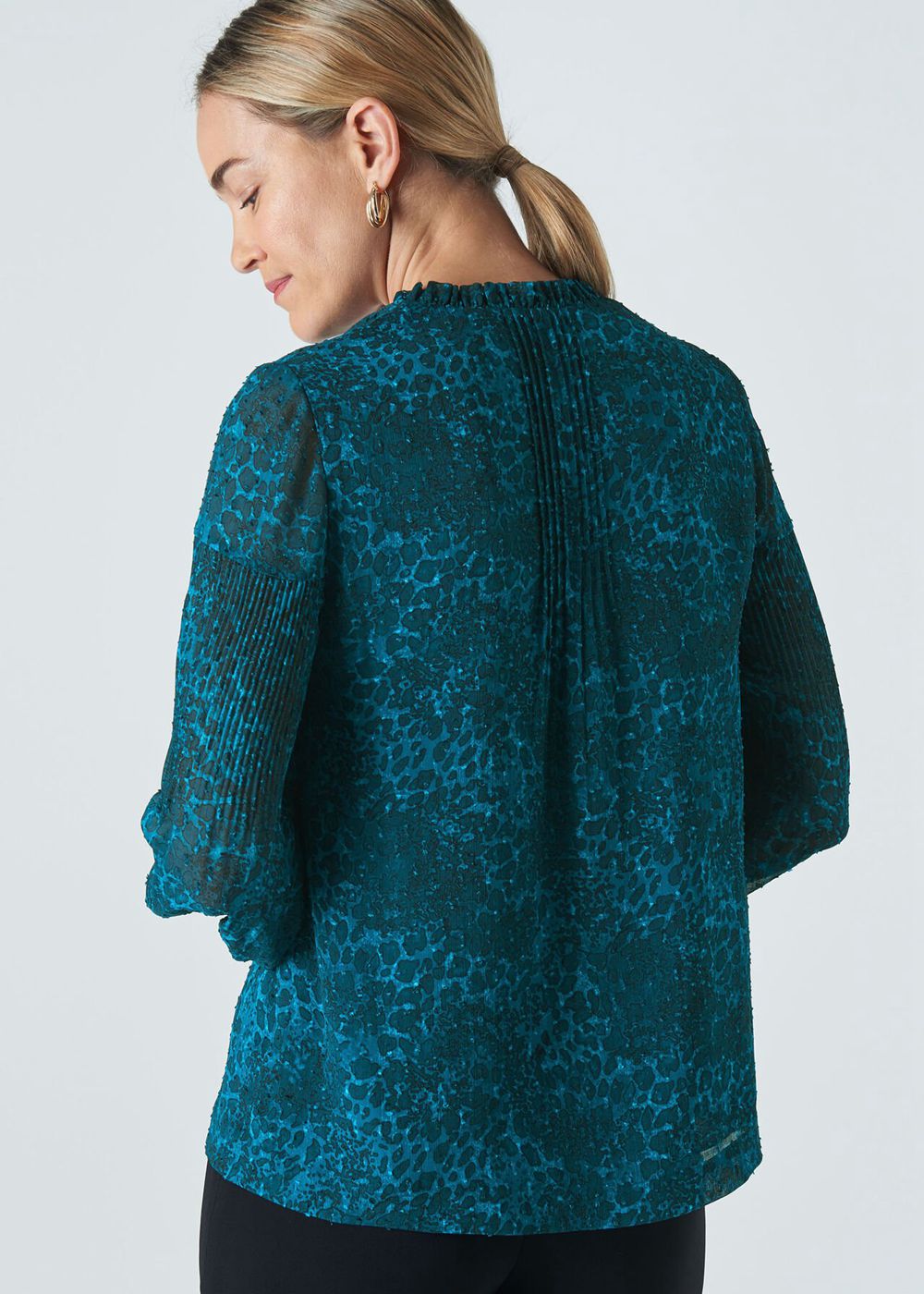 Whistles Big Cat Dobby Blouse Turquoise | US-47910MUDK