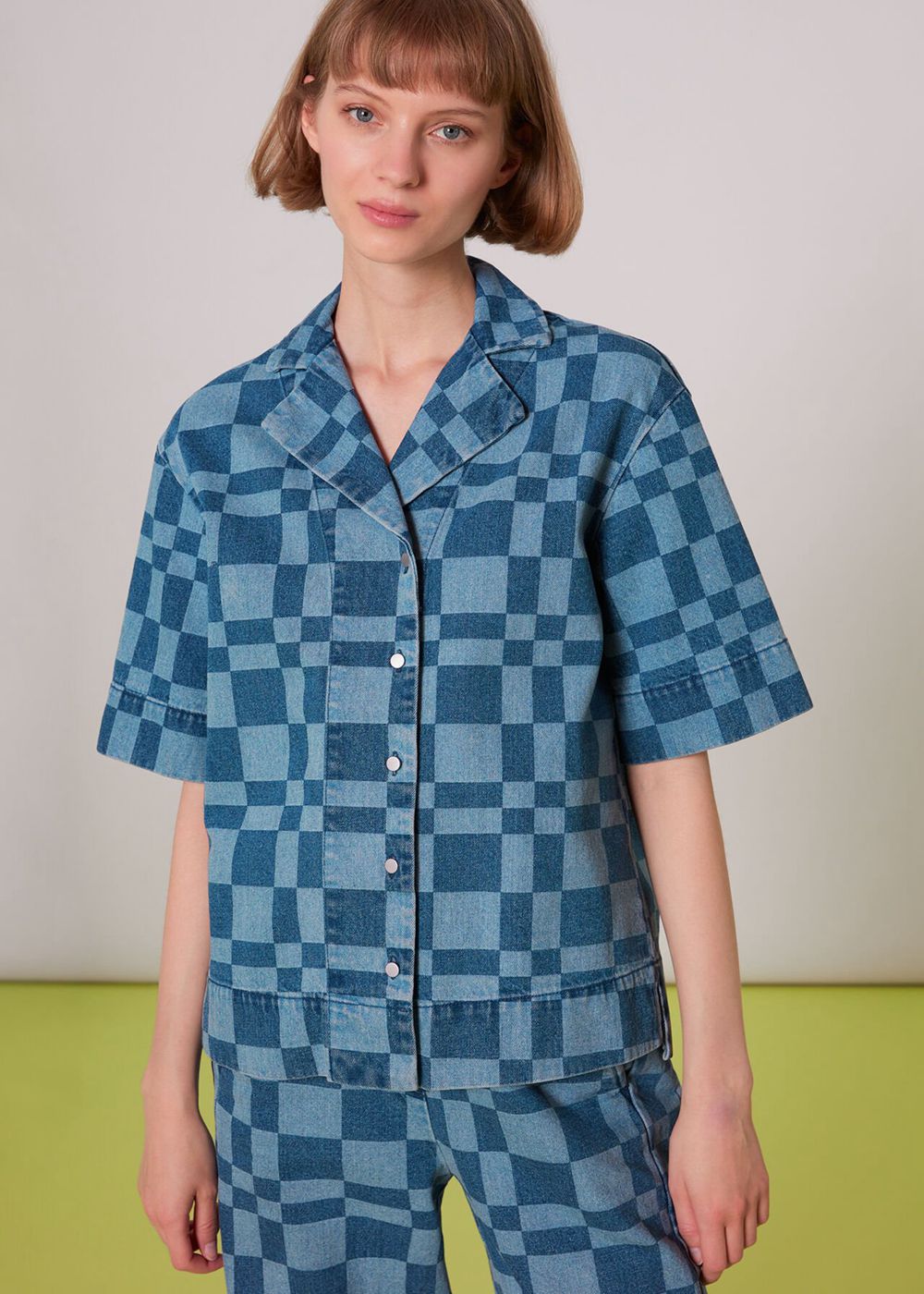 Whistles Billie Checkerboard Shirts Blue / Multicolor | US-72681EXIU