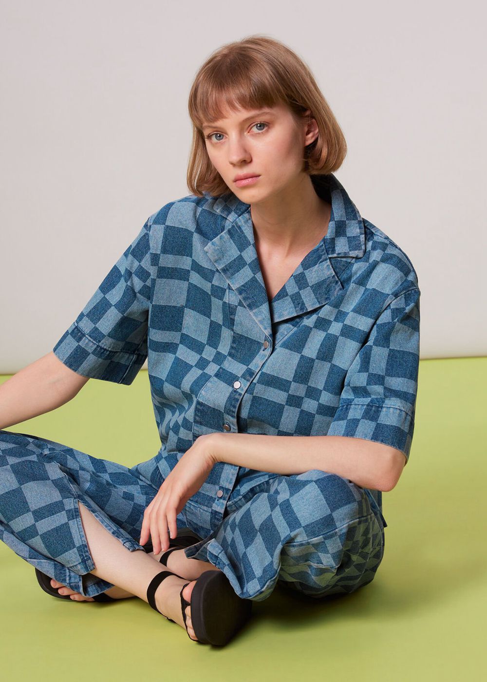 Whistles Billie Checkerboard Shirts Blue / Multicolor | US-72681EXIU