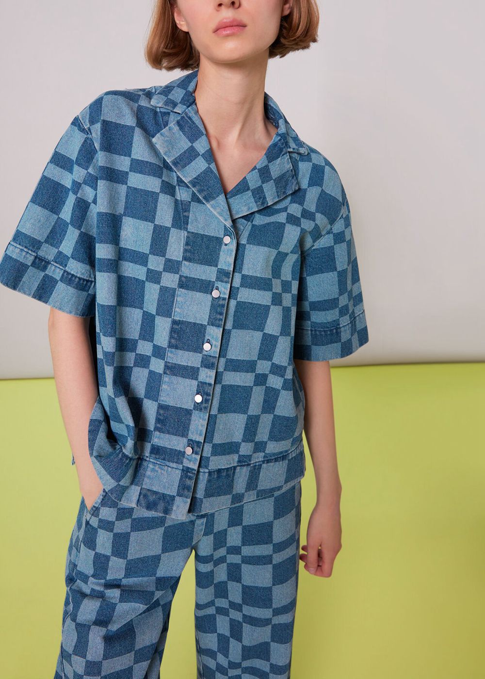 Whistles Billie Checkerboard Shirts Blue / Multicolor | US-72681EXIU