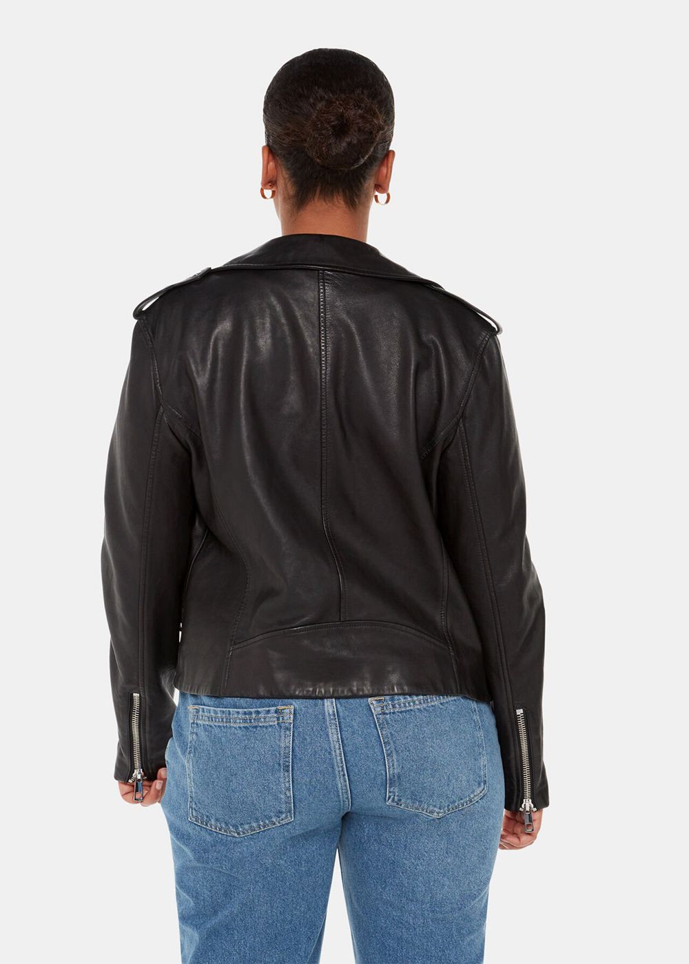 Whistles Black Agnes Leather Jacket Black | US-37028CSIN