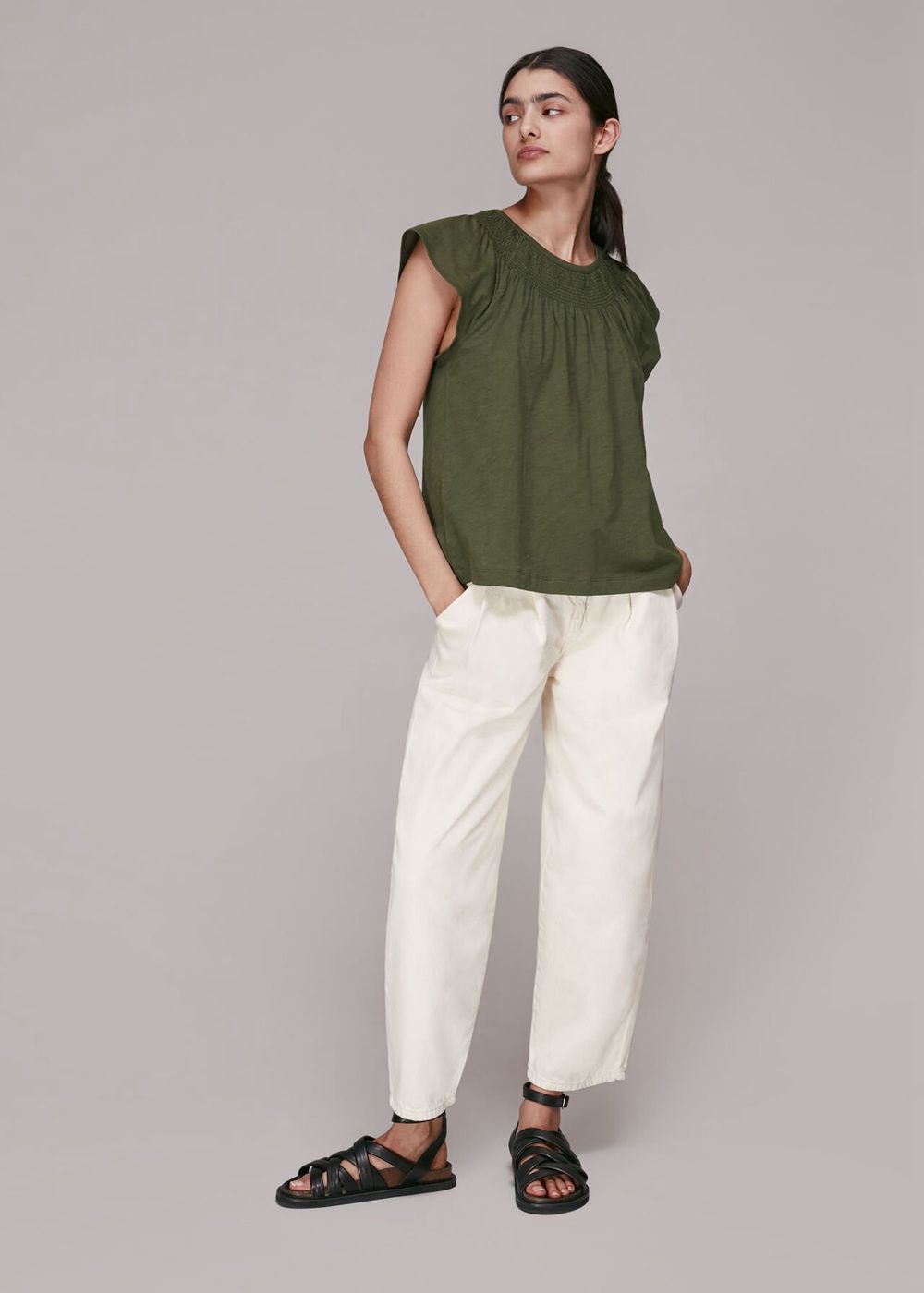 Whistles Blade Top Khaki | US-20456NKZO