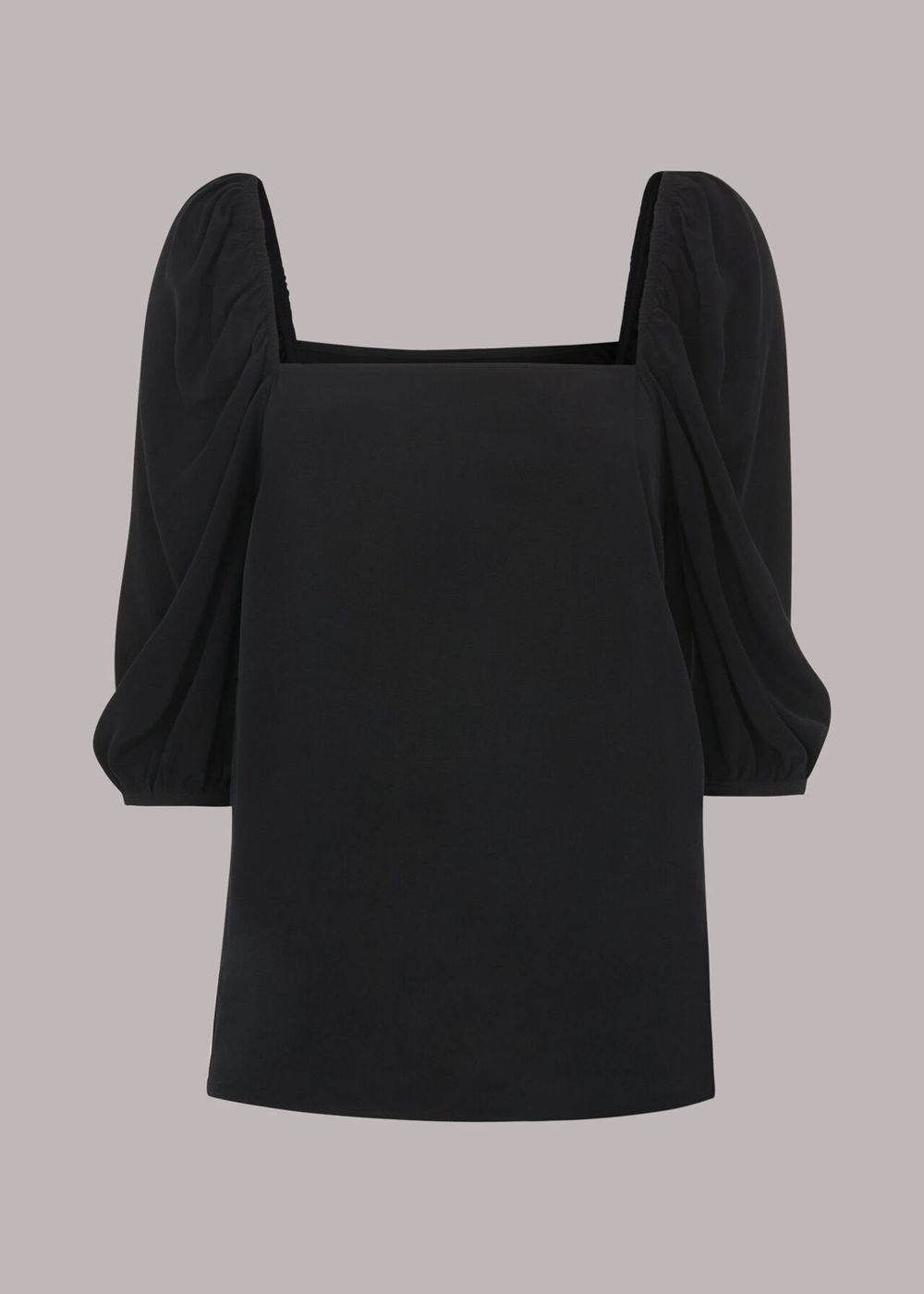 Whistles Blanche Square Neck Top Black | US-57419SJPF