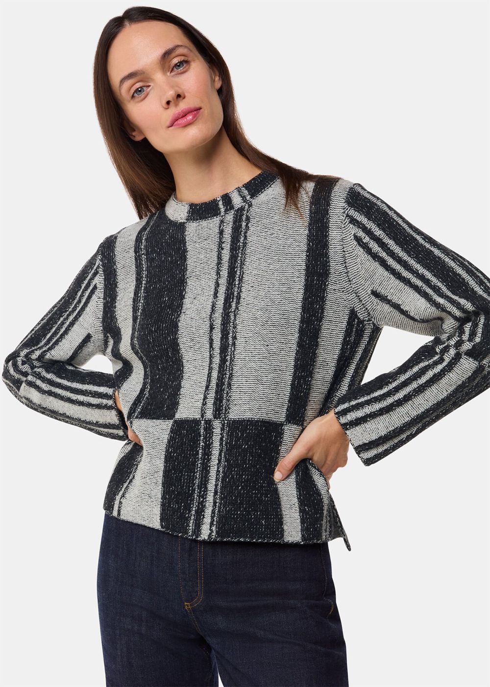 Whistles Block Stripe Wool Sweater Black / Multicolor | US-58416JSWA