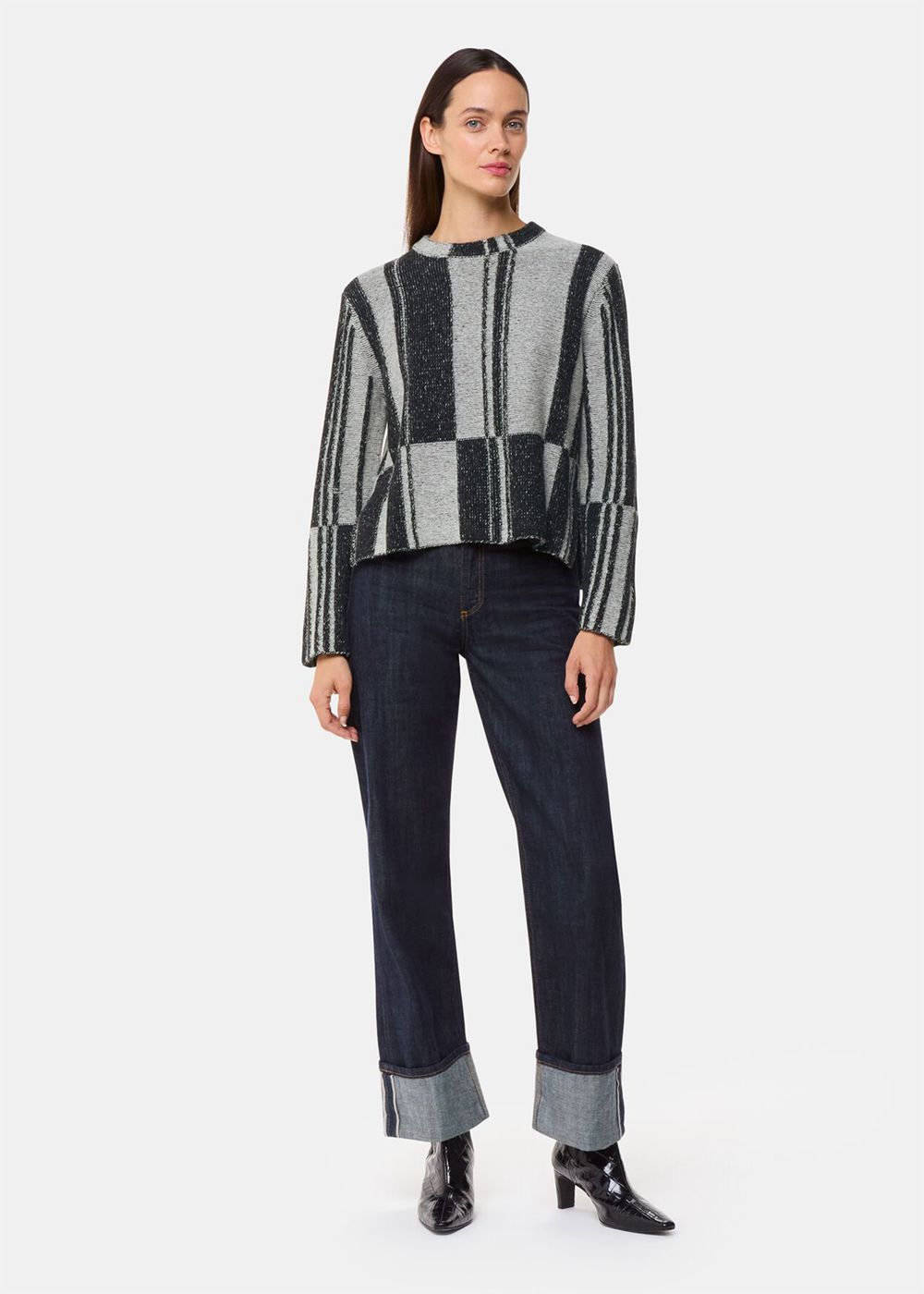 Whistles Block Stripe Wool Sweater Black / Multicolor | US-58416JSWA