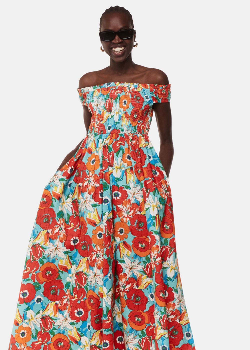 Whistles Blossom Tulips Bardot Dress Multicolor | US-74109WTXN